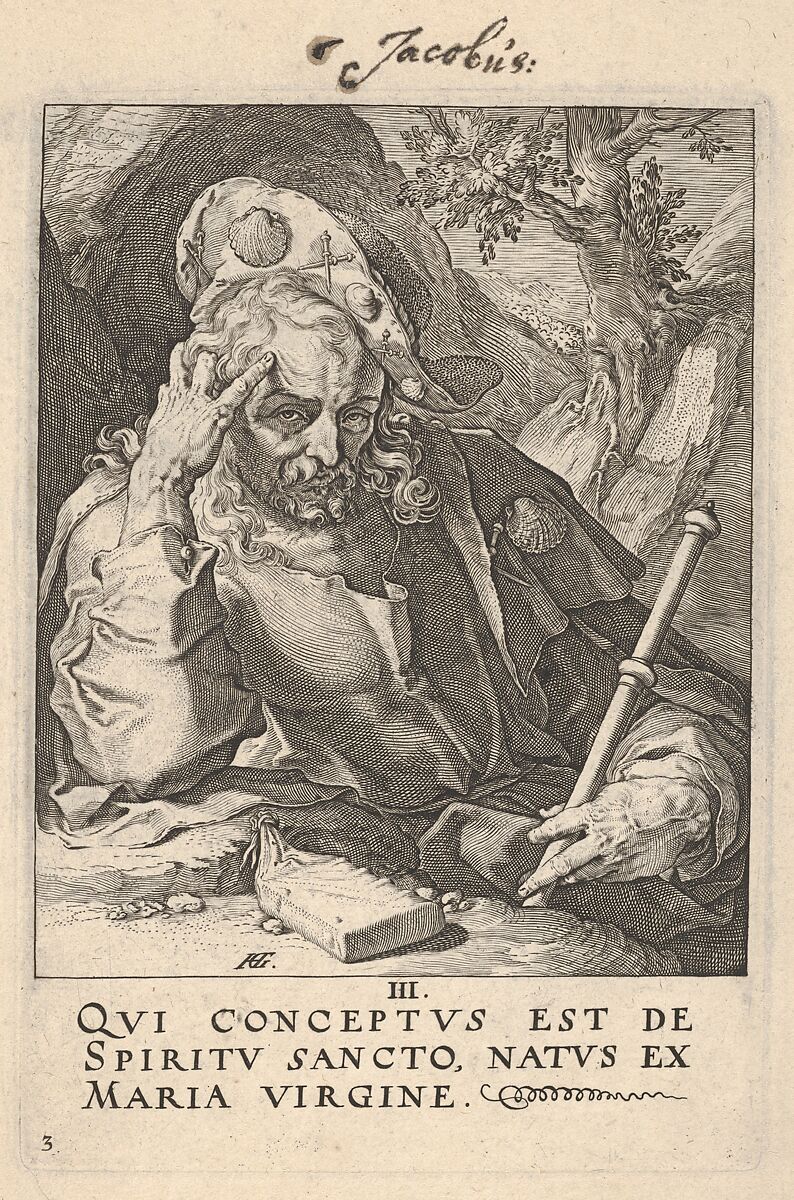 St. James the Great, from Christ,  the Apostles and St. Paul with the Creed, Hendrick Goltzius (Netherlandish, Mühlbracht 1558–1617 Haarlem), Engraving 