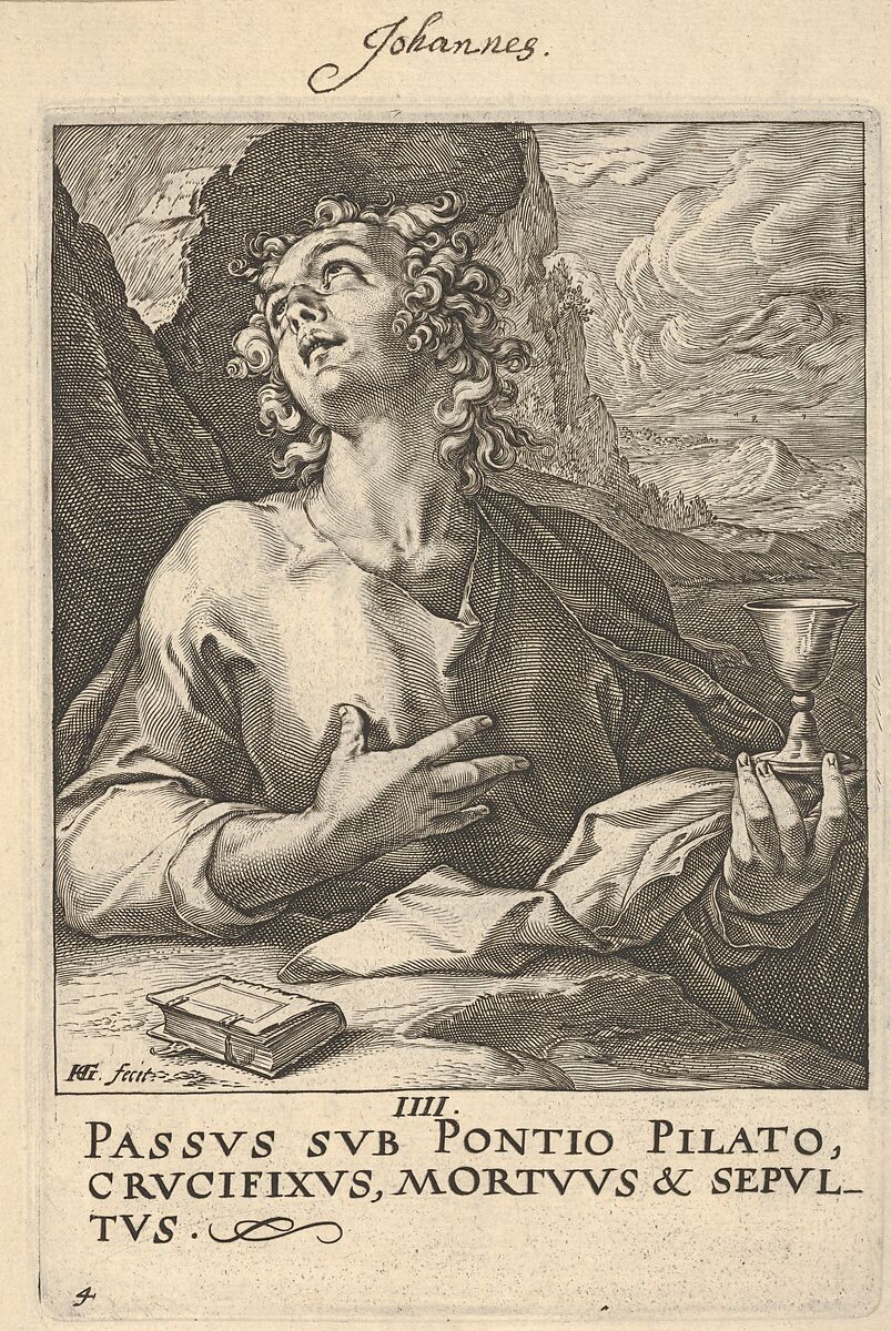 St. John, from Christ,  the Apostles and St. Paul with the Creed, Hendrick Goltzius (Netherlandish, Mühlbracht 1558–1617 Haarlem), Engraving 