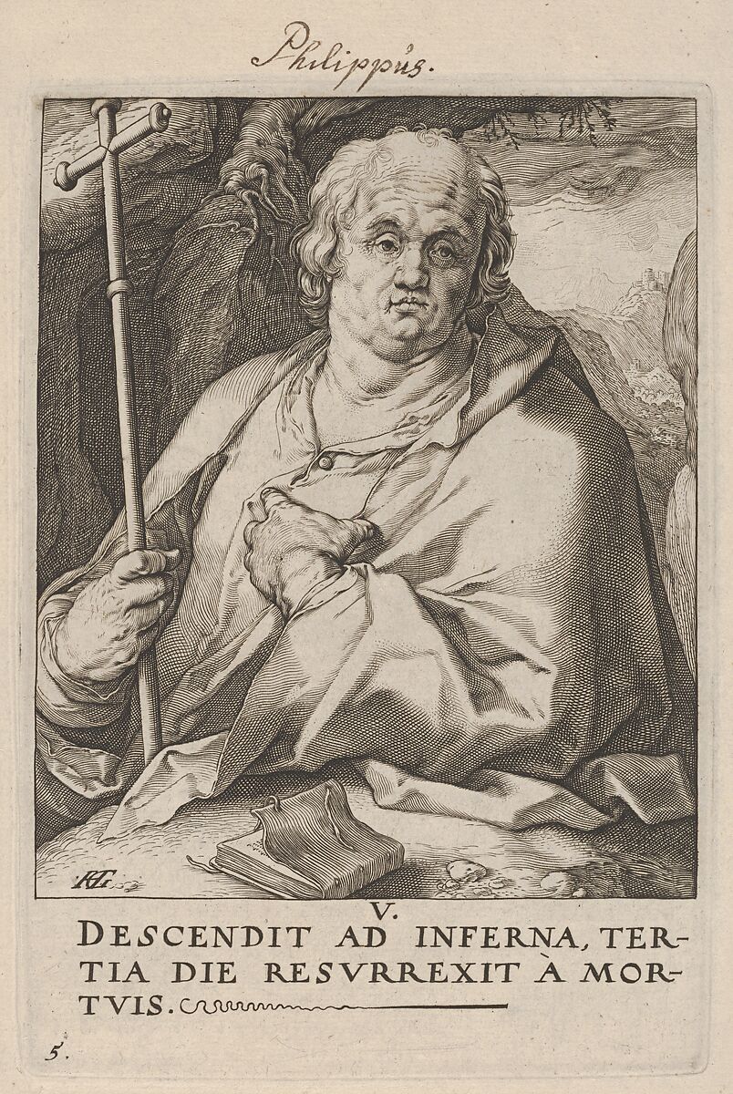 St. Philip, from Christ,  the Apostles and St. Paul with the Creed, Hendrick Goltzius (Netherlandish, Mühlbracht 1558–1617 Haarlem), Engraving 