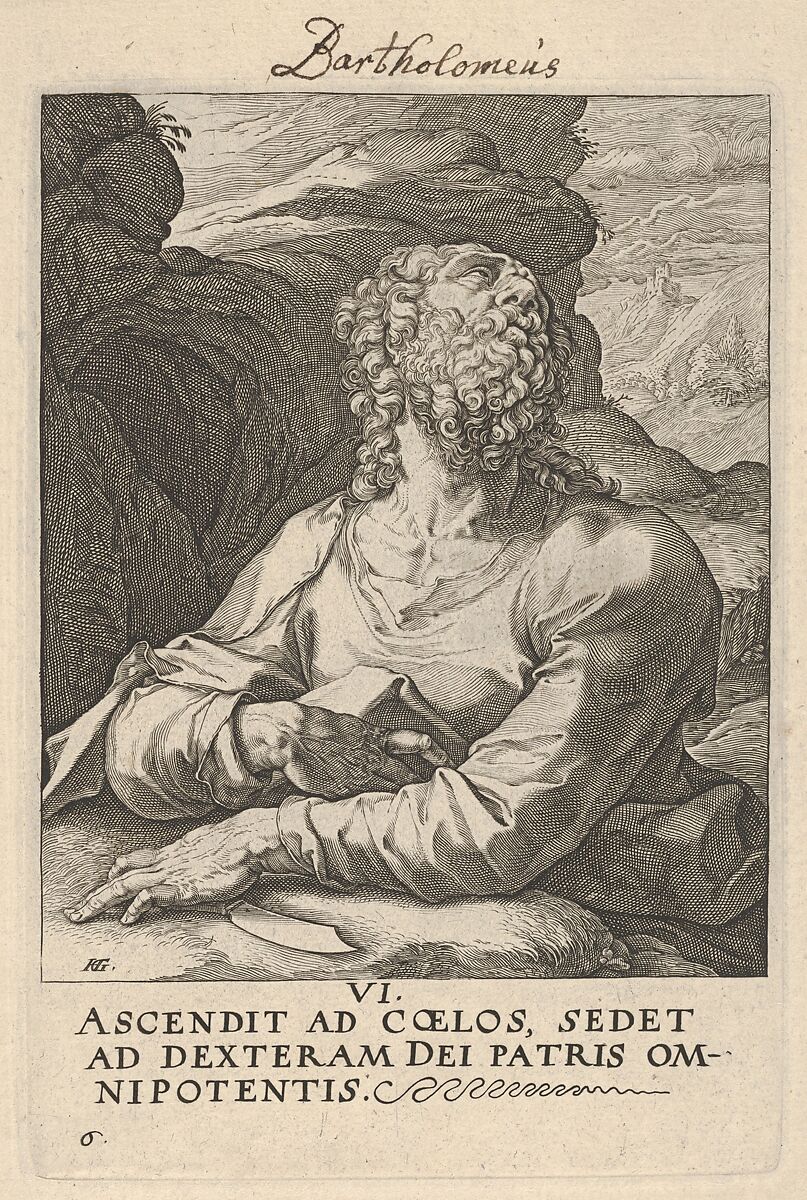St. Bartholomew, from Christ,  the Apostles and St. Paul with the Creed, Hendrick Goltzius (Netherlandish, Mühlbracht 1558–1617 Haarlem), Engraving 