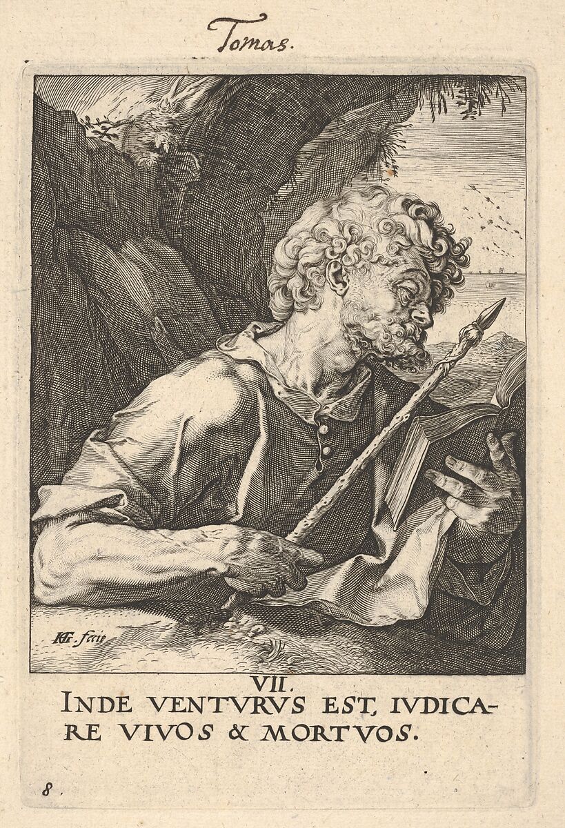 St. Thomas, from Christ,  the Apostles and St. Paul with the Creed, Hendrick Goltzius (Netherlandish, Mühlbracht 1558–1617 Haarlem), Engraving 