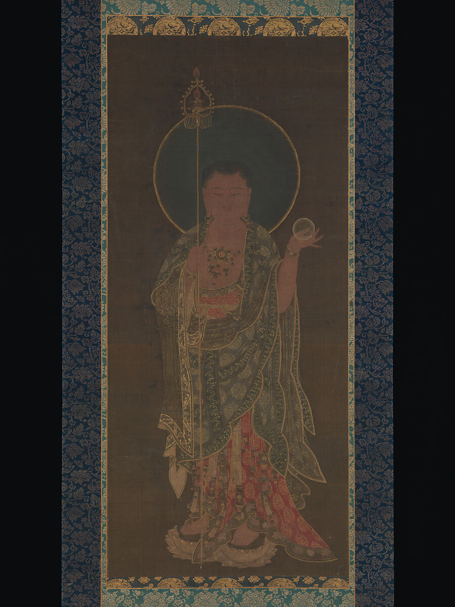 Kshitigarbha, Unidentified artist, Hanging scroll; ink, color, and gold on silk, Korea 