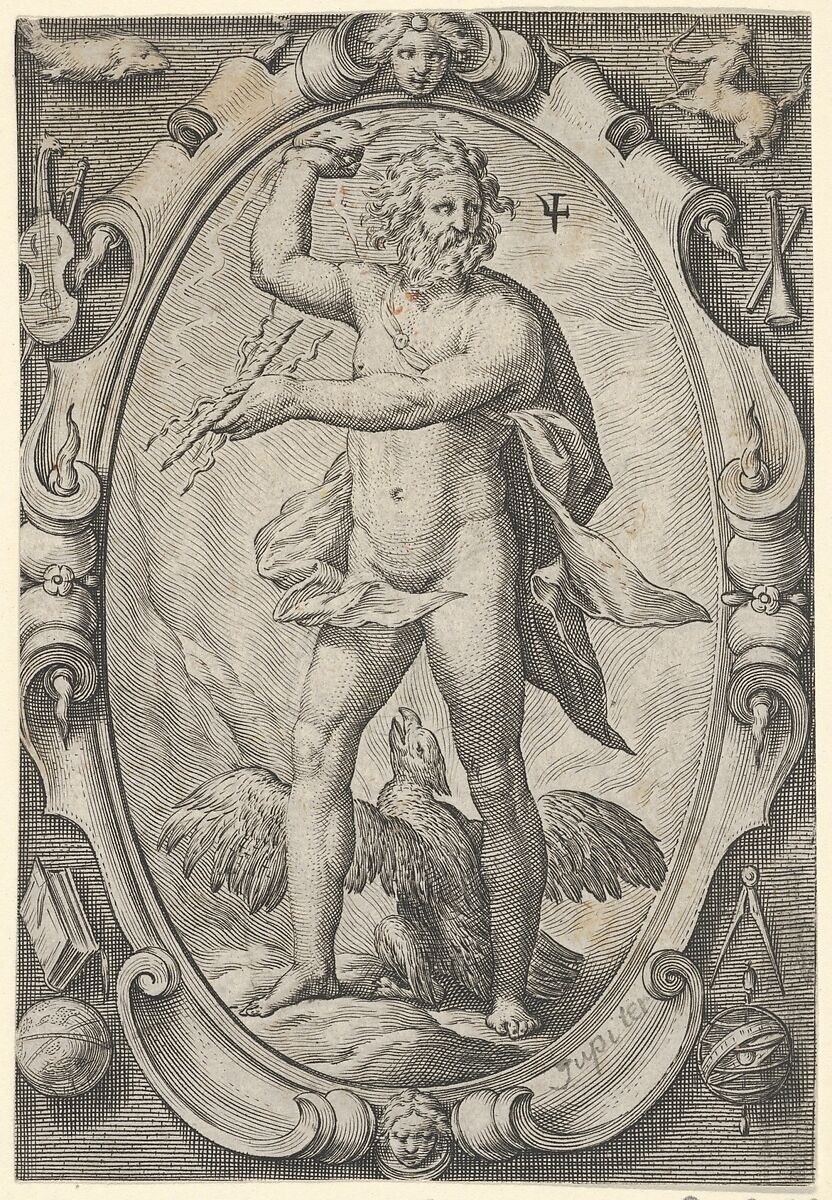 Jupiter, from "The Planets", Jacob Matham (Netherlandish, Haarlem 1571–1631 Haarlem), Engraving 