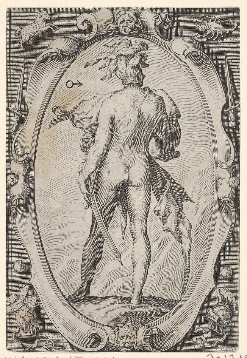 Mars, from "The Planets", Jacob Matham (Netherlandish, Haarlem 1571–1631 Haarlem), Engraving 