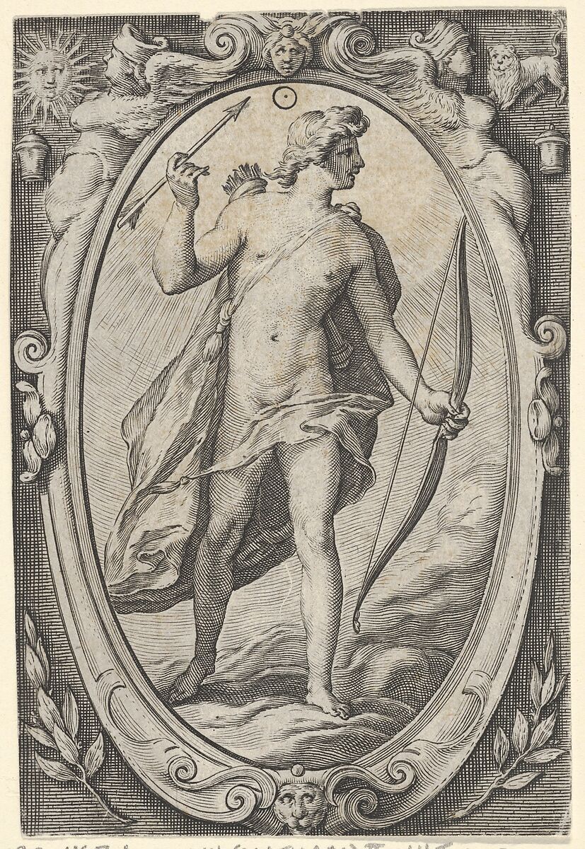 Apollo, from "The Planets", Jacob Matham (Netherlandish, Haarlem 1571–1631 Haarlem), Engraving 