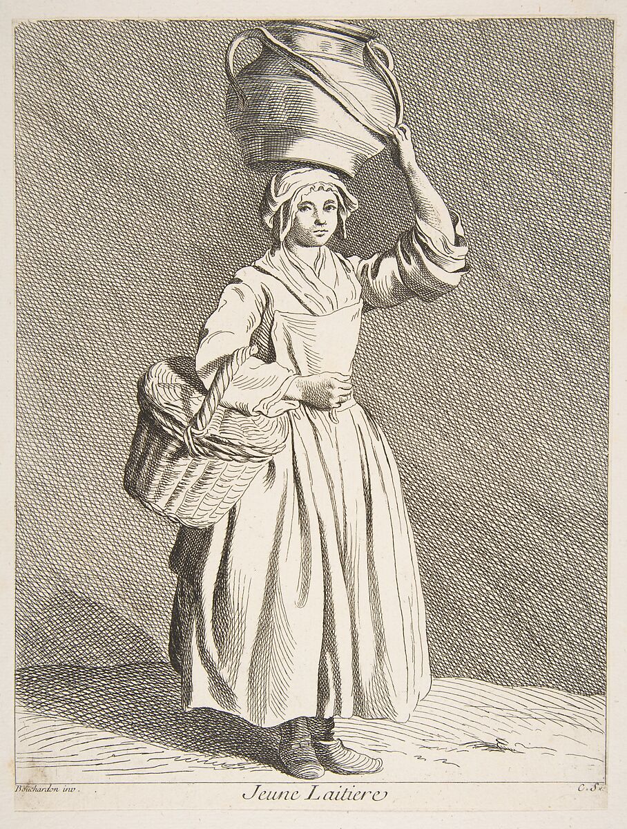 Young Milkmaid, Anne Claude Philippe de Tubières, comte de Caylus (French, Paris 1692–1765 Paris), Etching with some engraving 