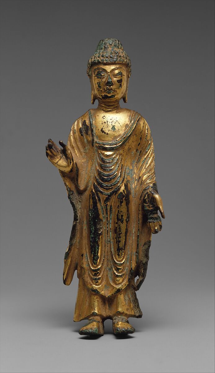 Standing Buddha, Gilt bronze, Korea 