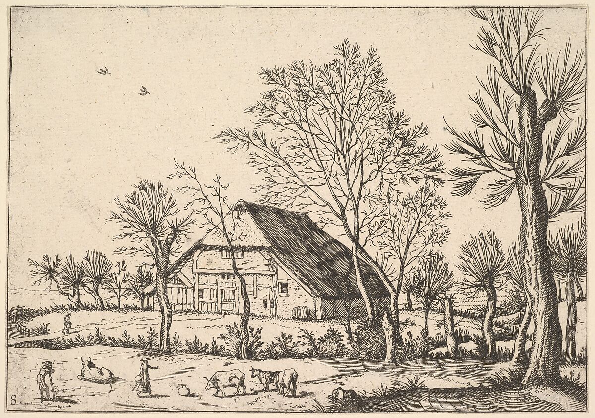Farm, from The Small Landscapes, Johannes van Doetecum I (Netherlandish, 1528/32–1605), Etching 