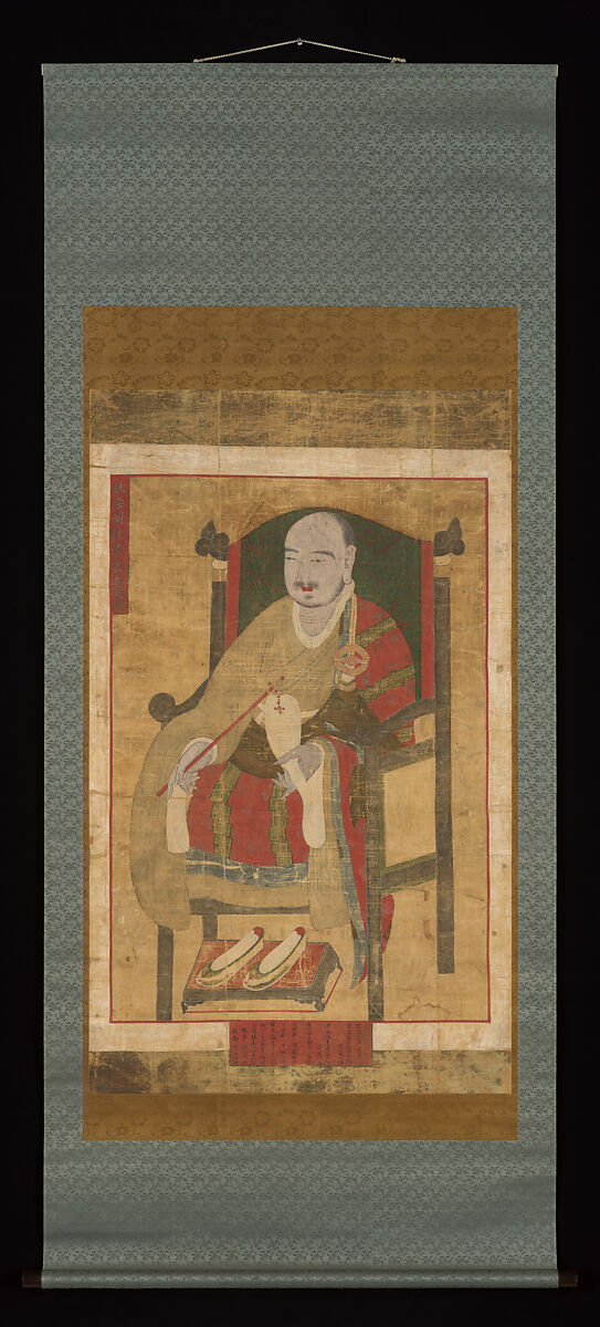 Portrait of the Great Master Seosan, Unidentified artist, Hanging scroll; ink and color on silk, Korea