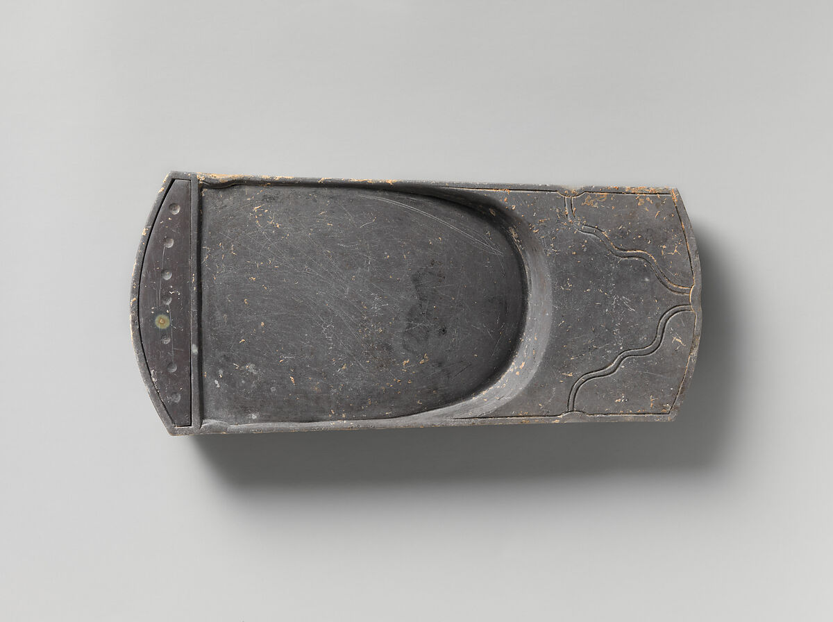 Inkstone in the form of a qin (zither), Stone (slaty shale), China 