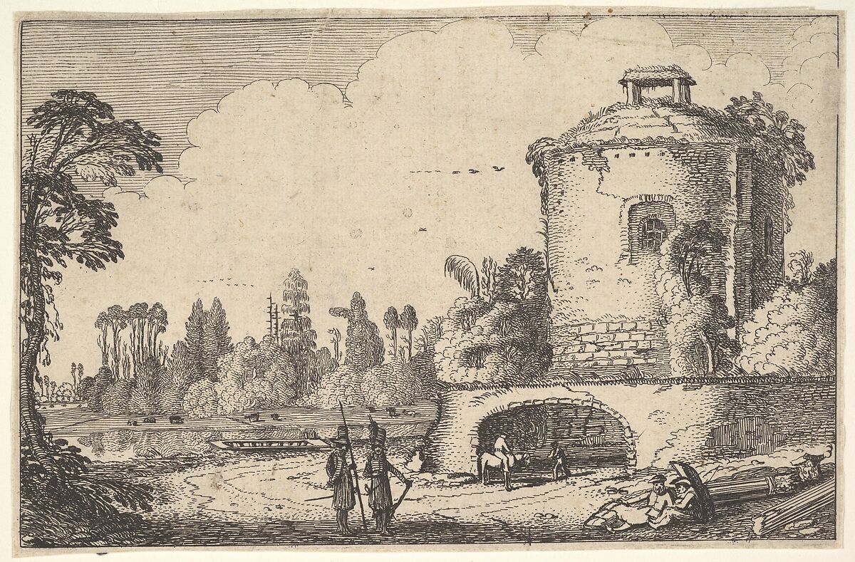 Landscape with a Round Tower, Jan van de Velde II (Dutch, Rotterdam or Delft ca. 1593–1641 Enkhuizen), Etching 