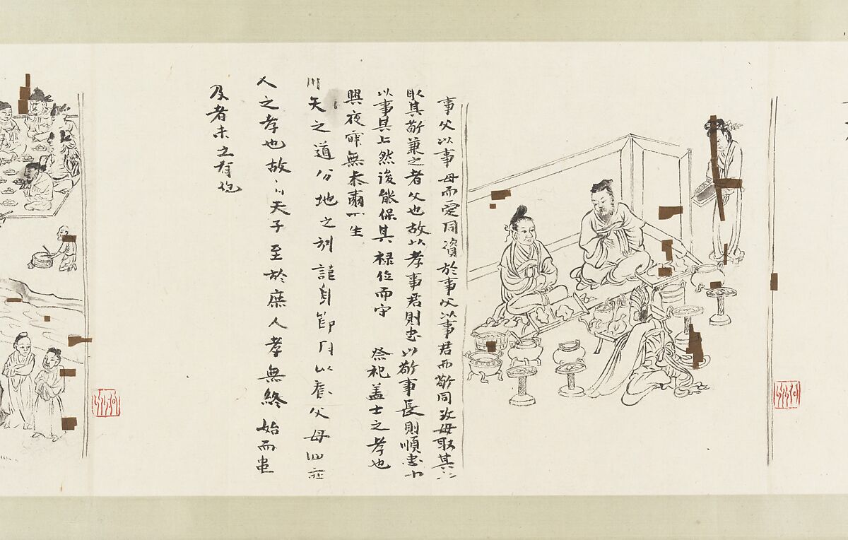 The Classic of Filial Piety, Li Gonglin (Chinese, ca. 1041–1106), Handscroll; ink and color on silk, China