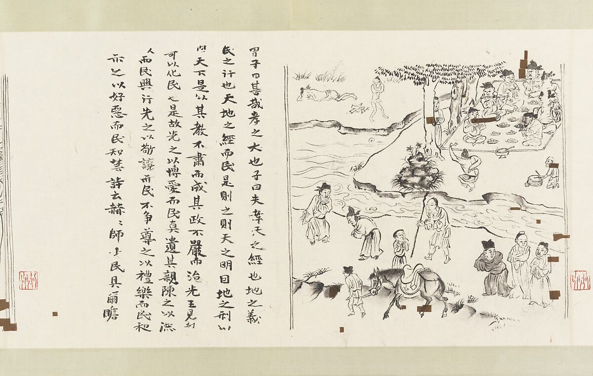 The Classic of Filial Piety, Li Gonglin (Chinese, ca. 1041–1106), Handscroll; ink and color on silk, China