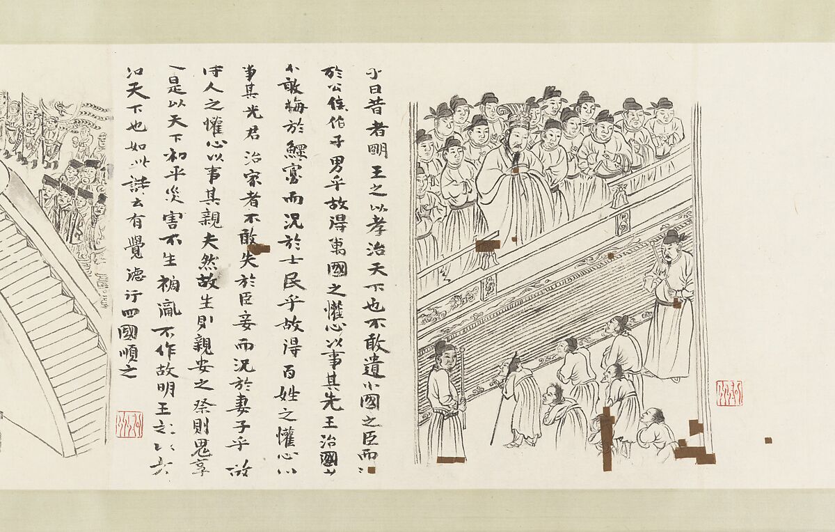 The Classic of Filial Piety, Li Gonglin (Chinese, ca. 1041–1106), Handscroll; ink and color on silk, China
