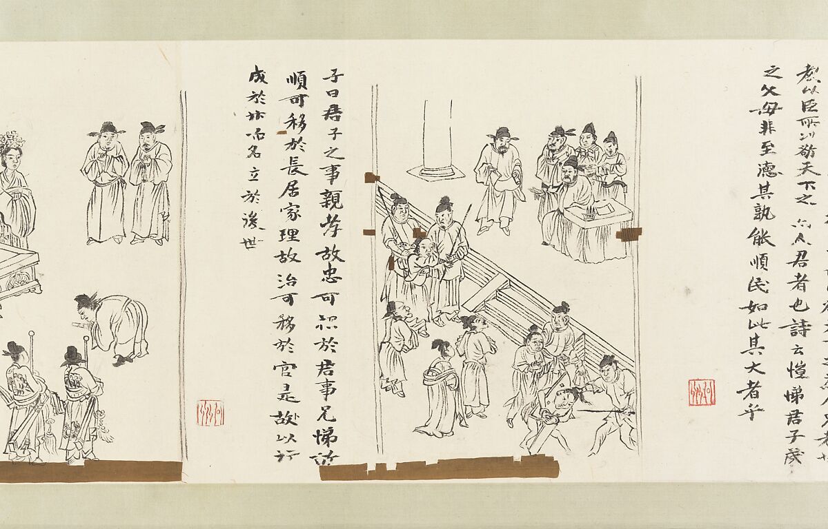 The Classic of Filial Piety, Li Gonglin (Chinese, ca. 1041–1106), Handscroll; ink and color on silk, China
