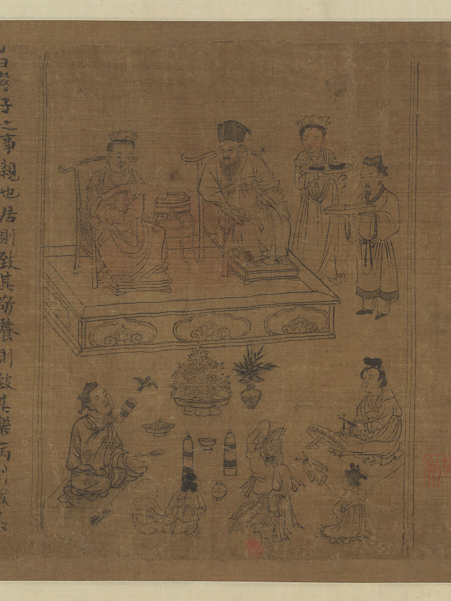 The Classic of Filial Piety, Li Gonglin (Chinese, ca. 1041–1106), Handscroll; ink and color on silk, China