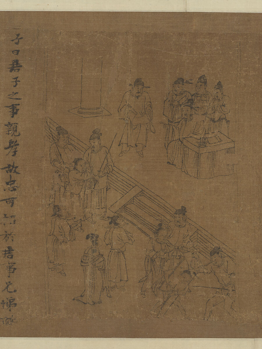 The Classic of Filial Piety, Li Gonglin (Chinese, ca. 1041–1106), Handscroll; ink and color on silk, China