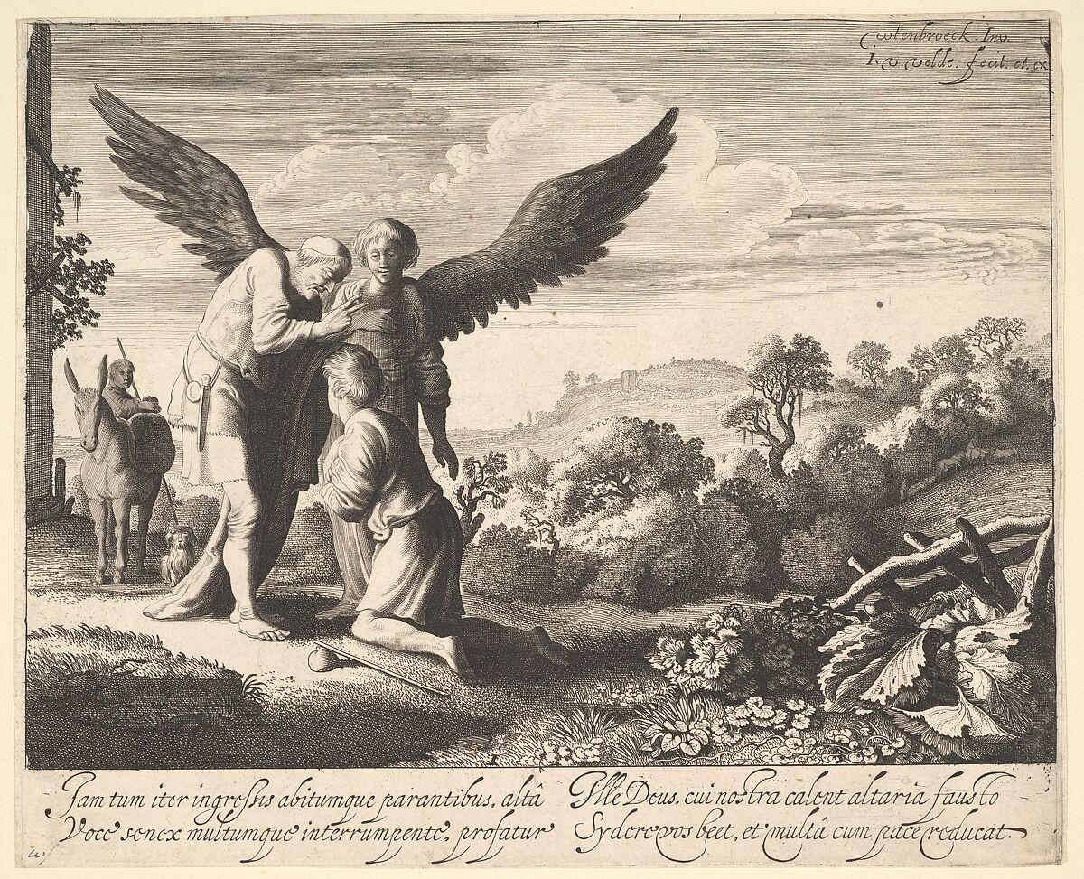 Tobias Blessed by Blind Tobit, Jan van de Velde II (Dutch, Rotterdam or Delft ca. 1593–1641 Enkhuizen), Etching and engraving 