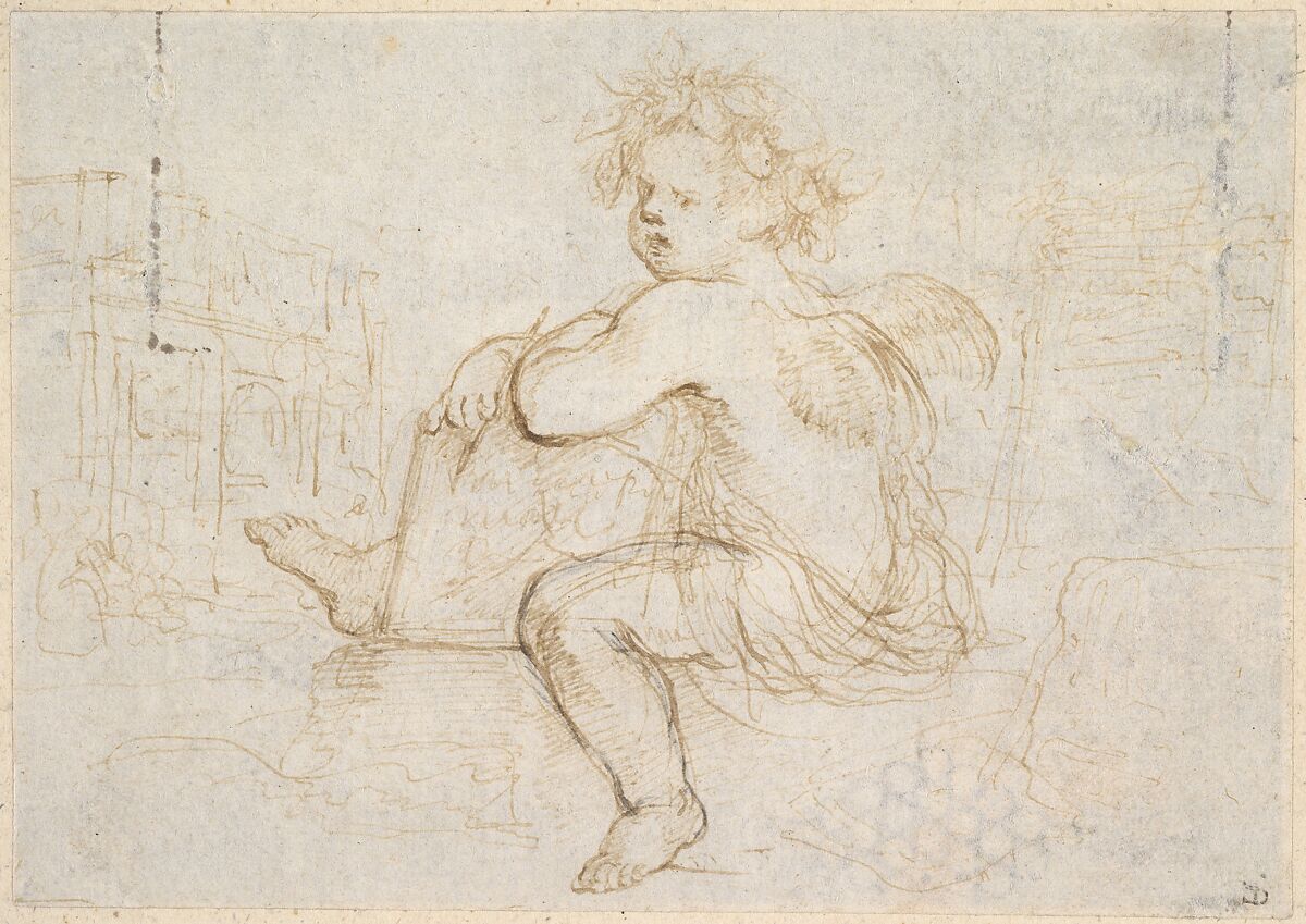 Genie of Drawing, Stefano della Bella (Italian, Florence 1610–1664 Florence), Pen and brown ink 