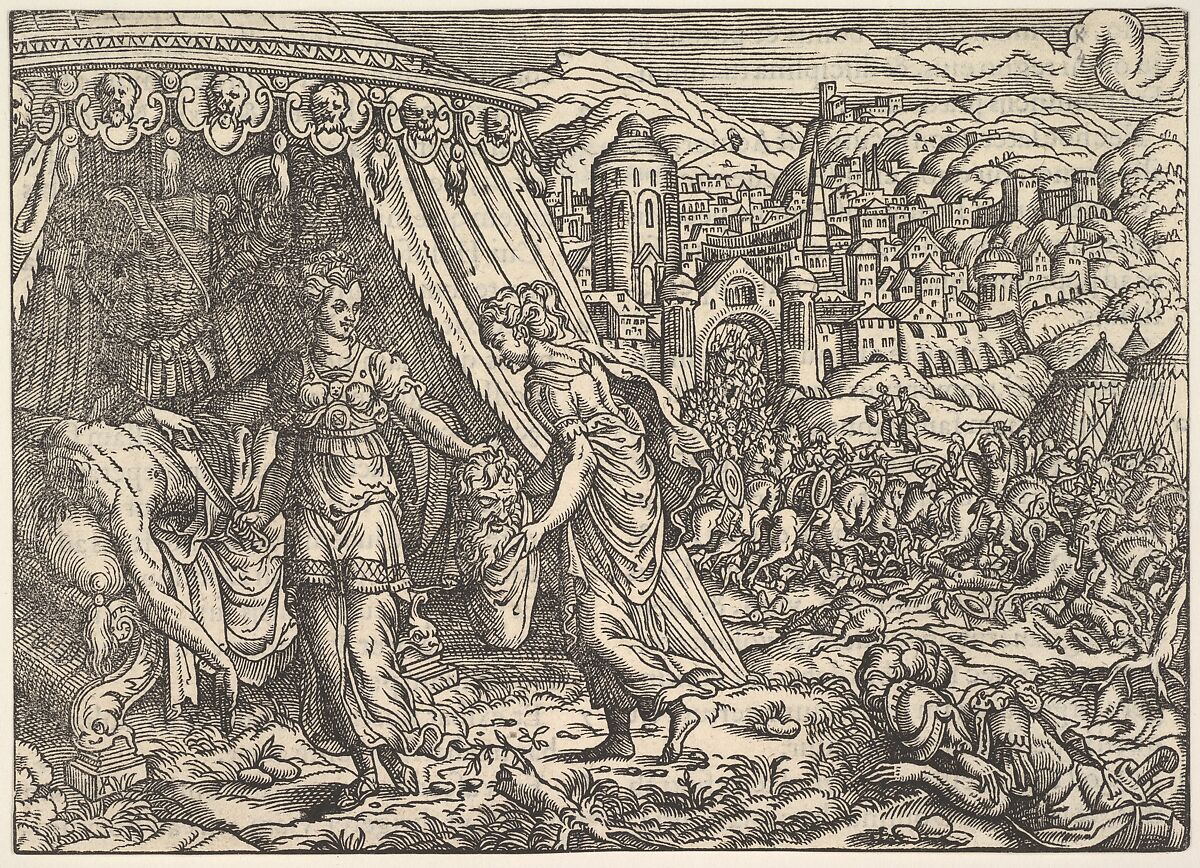 Judith and Holofernes, from Biblia, Frankfurt, Anonymous, German, 16th century, Woodcut 