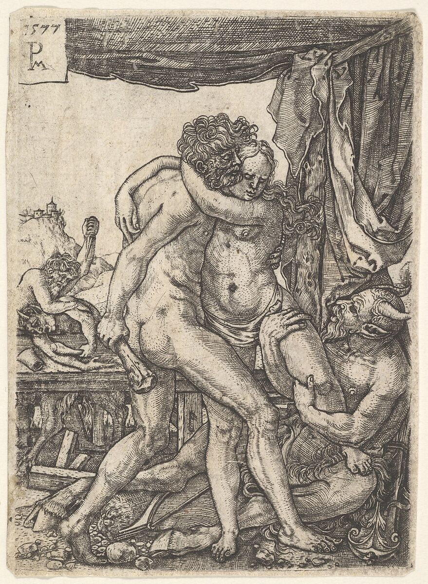 Hercules Fighting the Centaurs, Master PM (German, active ca. 1577), Engraving 