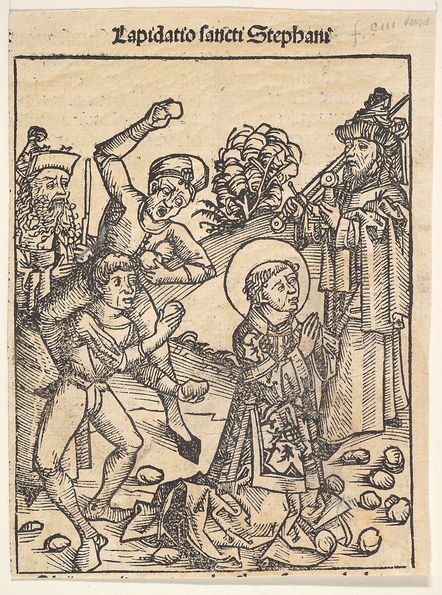 The Martyrdom of St. Stephen, from The Nuremburg Chronicle, folio 103, Anonymous, German, 15th century, Woodcut 