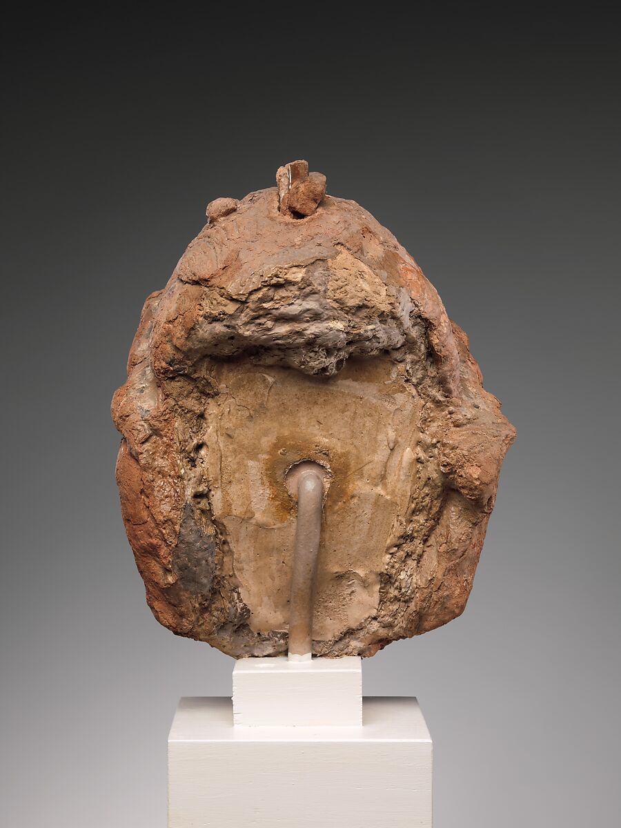 Head of a Bodhisattva, Red clay with traces of color, China (Xinjiang Autonomous Region)