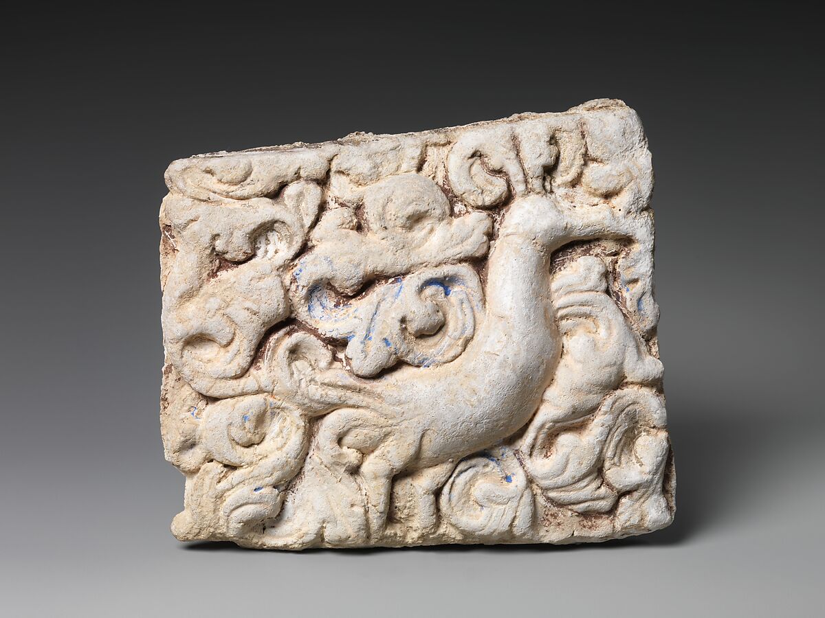 Goose (Hamsa) with Floral Tail, Stucco with color, China (Xinjiang Autonomous Region) 