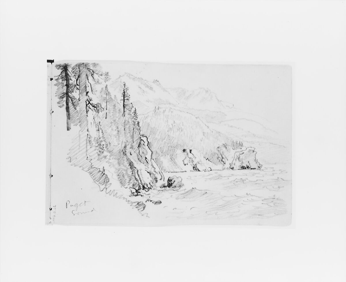 Puget Sound (from Sketchbook X), William Trost Richards (American, Philadelphia, Pennsylvania 1833–1905 Newport, Rhode Island), Graphite on off-white wove paper, American 