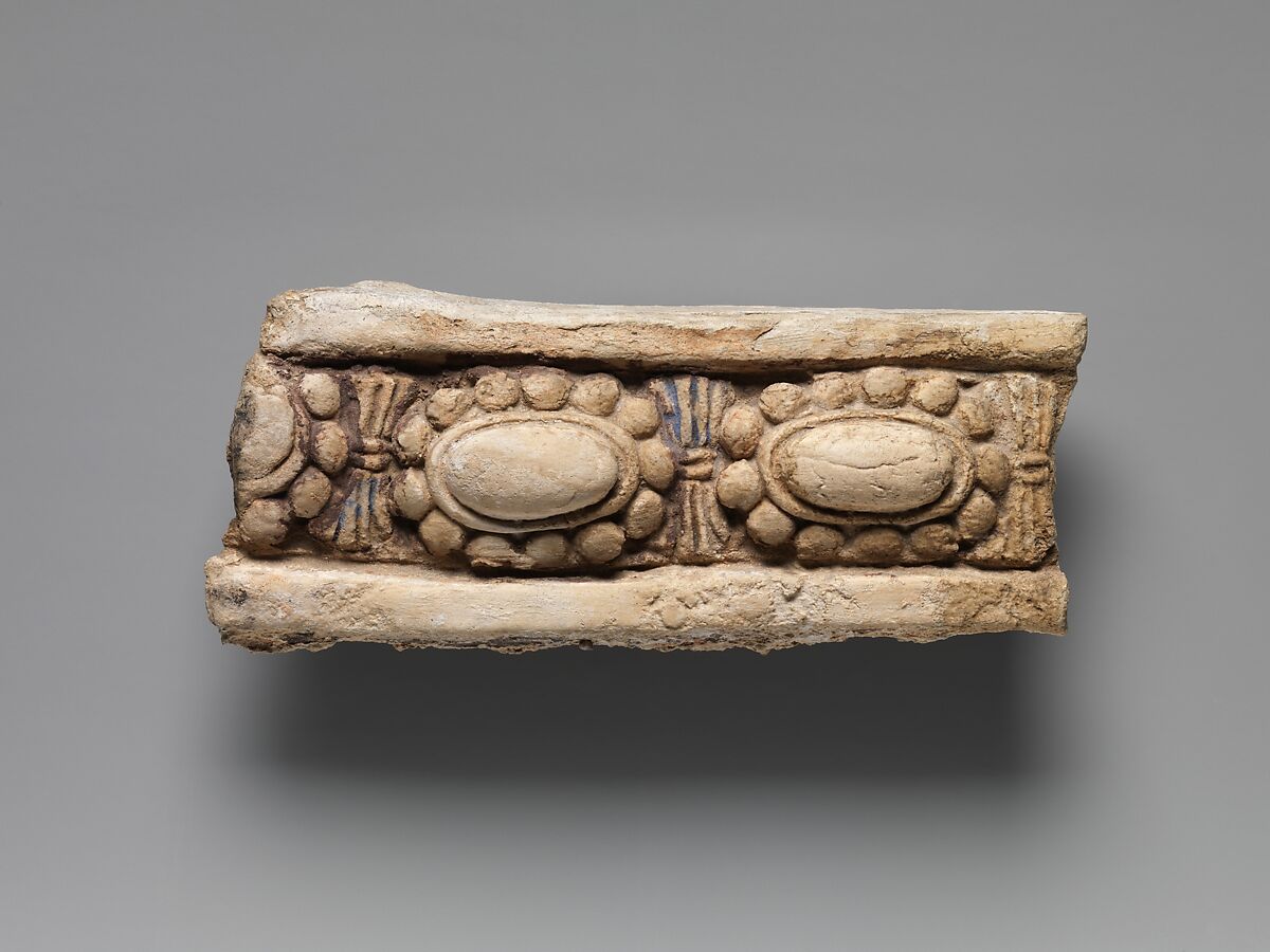 Border with Lozenges set within a Pearl Rondel, Stucco with color, China (Xinjiang Autonomous Region) 