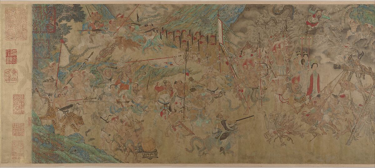 Raising the Alms-Bowl, unidentified artist Chinese, Handscroll; ink, color, and gold on paper, China