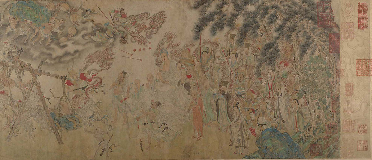 Raising the Alms-Bowl, unidentified artist Chinese, Handscroll; ink, color, and gold on paper, China 