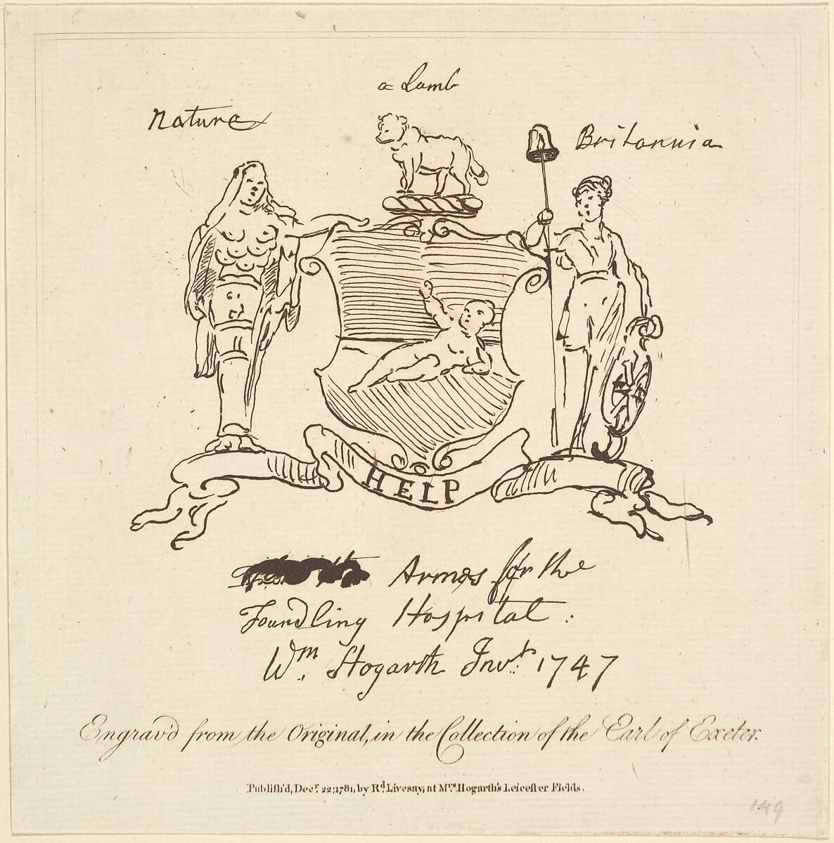 Arms for the Foundling Hospital, After William Hogarth (British, London 1697–1764 London), Etching 