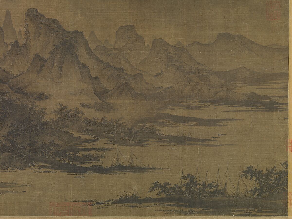 Summer Mountains, Attributed to Qu Ding (Chinese, active ca. 1023–ca. 1056), Handscroll; ink and color on silk, China