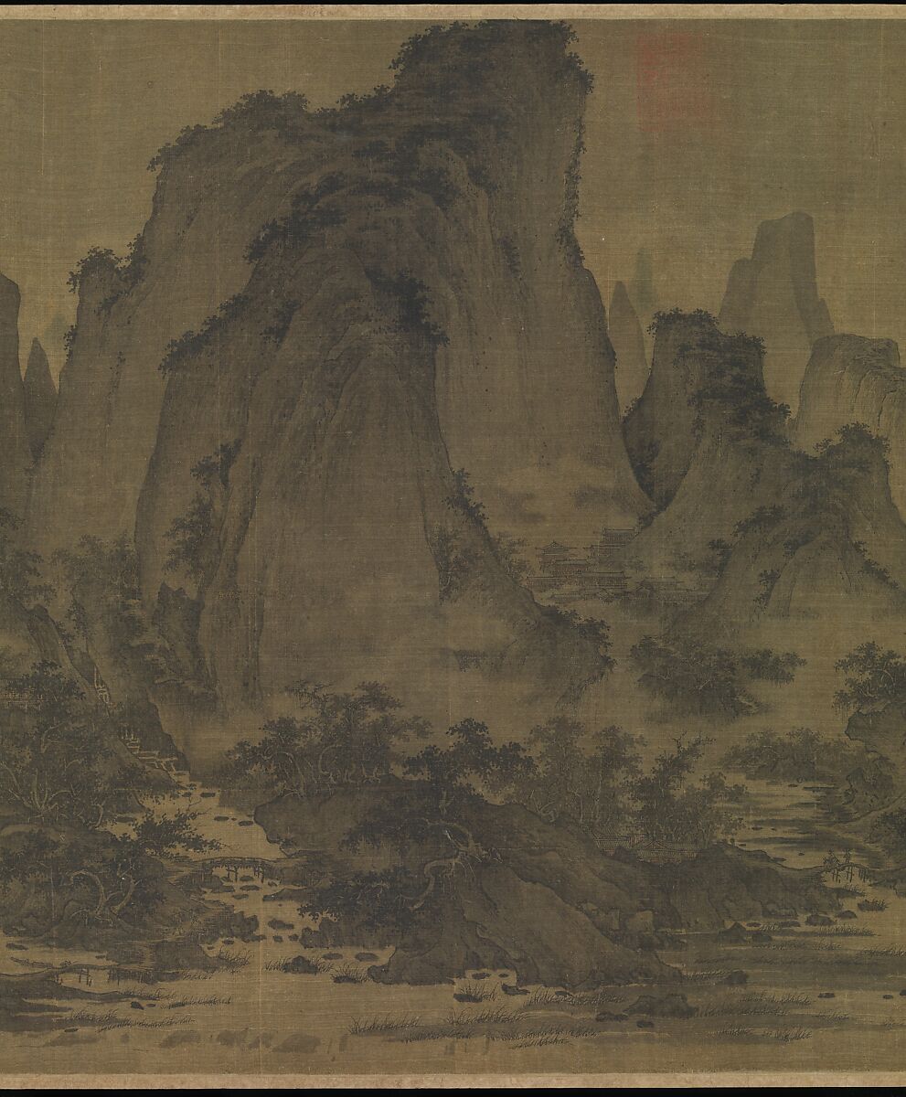 Summer Mountains, Attributed to Qu Ding (Chinese, active ca. 1023–ca. 1056), Handscroll; ink and color on silk, China