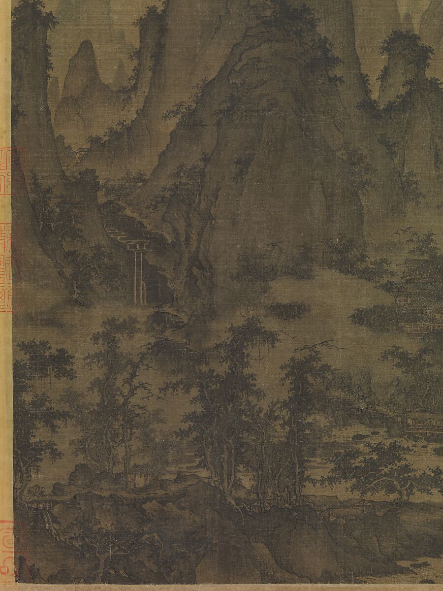 Summer Mountains, Attributed to Qu Ding (Chinese, active ca. 1023–ca. 1056), Handscroll; ink and color on silk, China