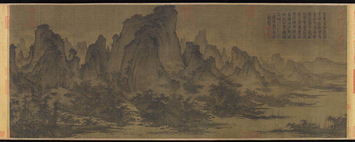 Summer Mountains, Attributed to Qu Ding (Chinese, active ca. 1023–ca. 1056), Handscroll; ink and color on silk, China 
