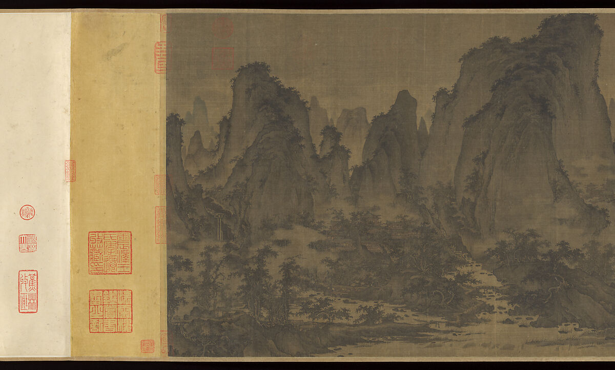Summer Mountains, Attributed to Qu Ding (Chinese, active ca. 1023–ca. 1056), Handscroll; ink and color on silk, China