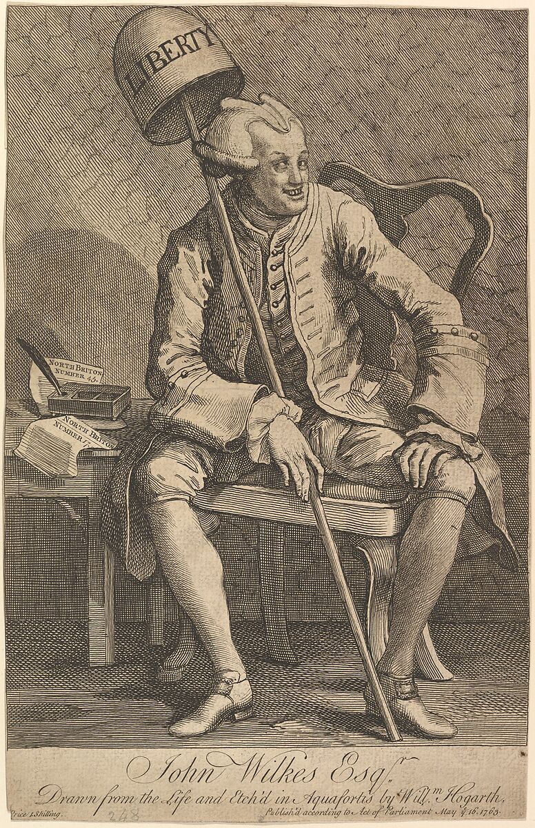 John Wilkes, Esq., William Hogarth (British, London 1697–1764 London), Etching and engraving; first state of two 