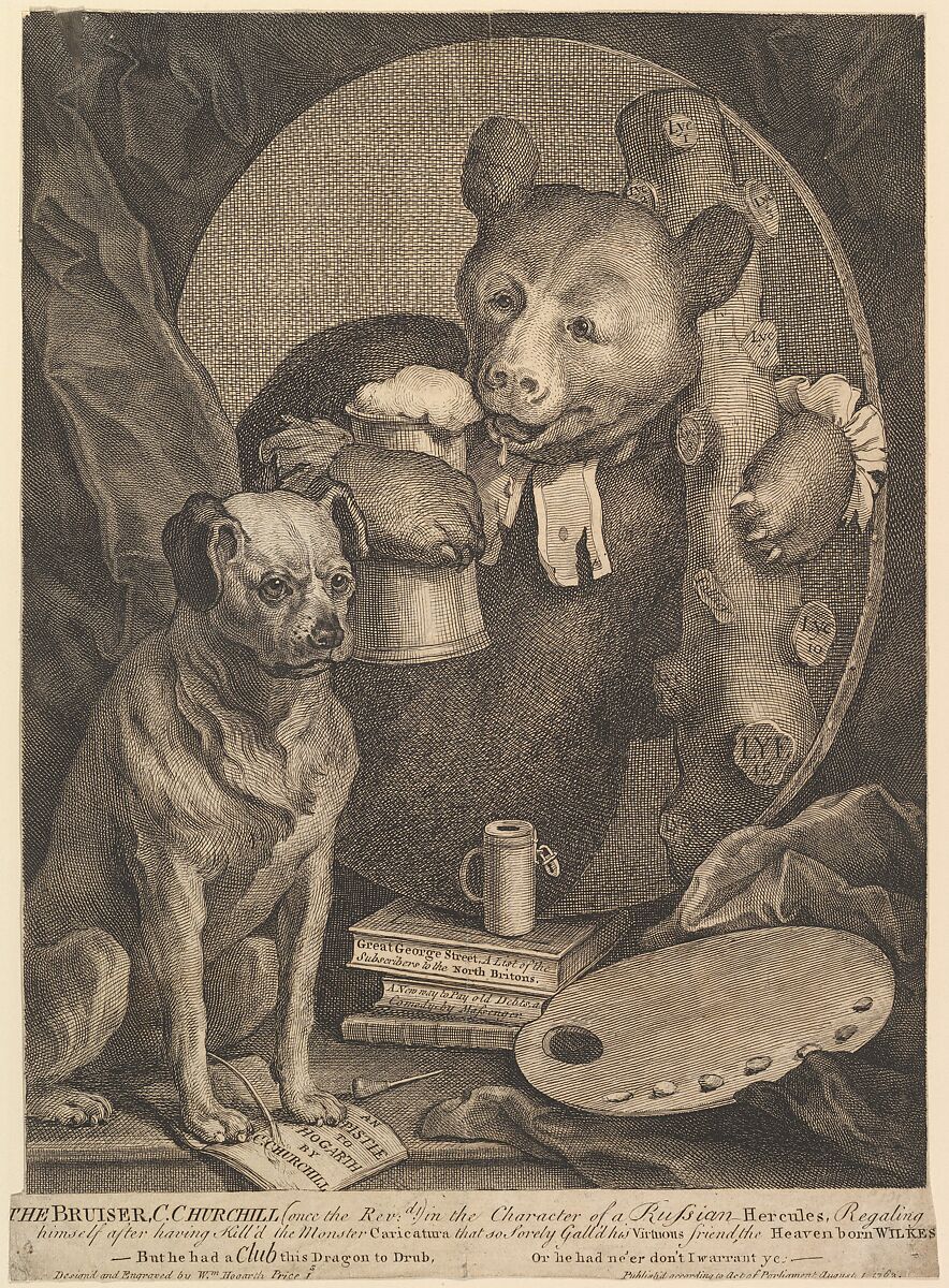 The Bruiser (Caricature of Charles Churchill), William Hogarth (British, London 1697–1764 London), Etching and engraving; fourth state of seven 