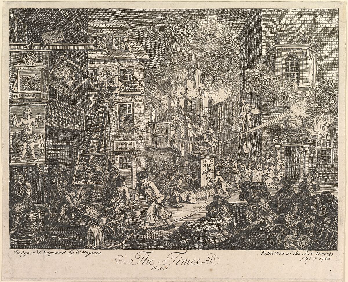 The Times, Plate 1, William Hogarth (British, London 1697–1764 London), Etching and engraving; third state of three 