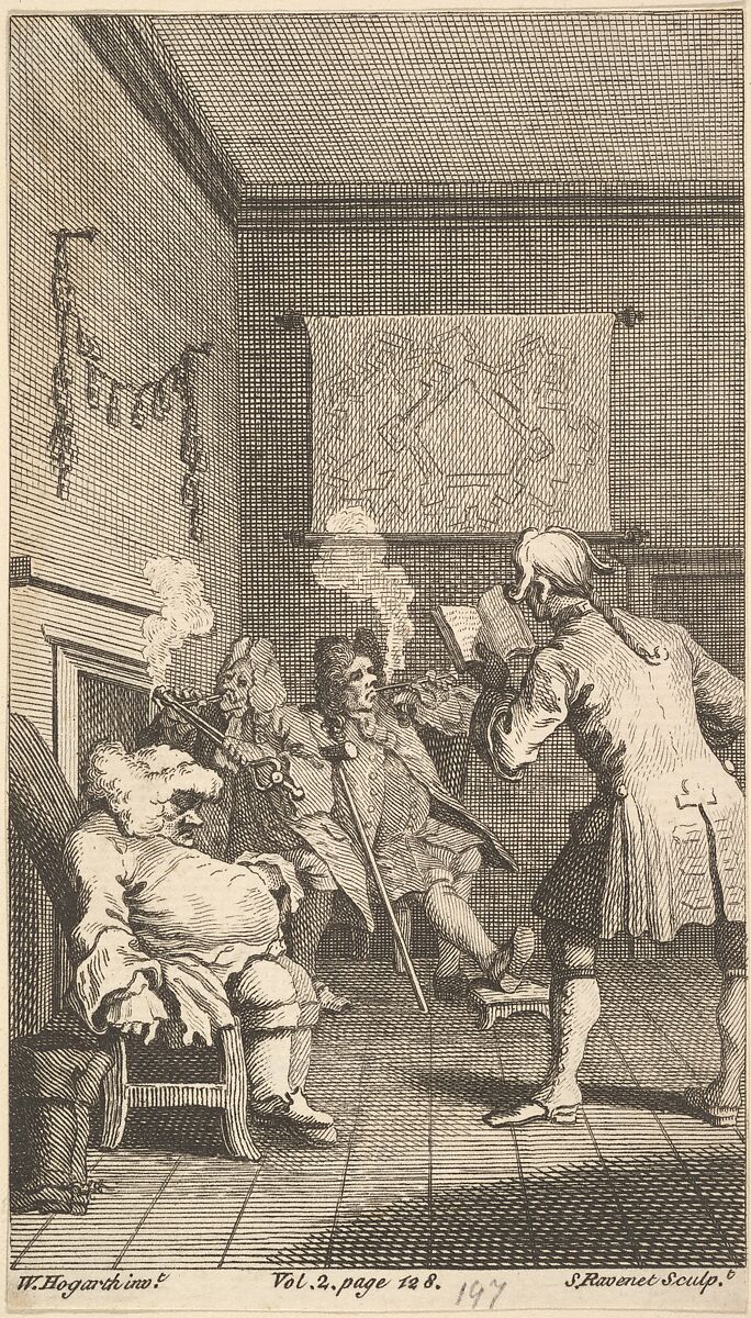 "Tristram Shandy," Frontispiece, Volume 1,, Simon Francis Ravenet, the elder (French, Paris 1706–1774 London), Etching and engraving; first state of two 