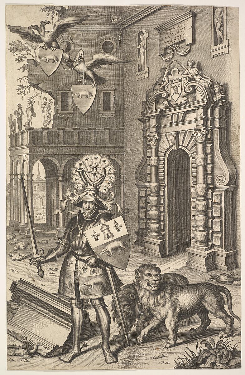 Allegorical Portrait of Count Tassis illustration from Jean Jacques Chifflet, Les marques d'honneur de la Maison de Tassis (Antwerp, 1645), Cornelis Galle I (Netherlandish, Antwerp 1576–1650 Antwerp), Engraving 
