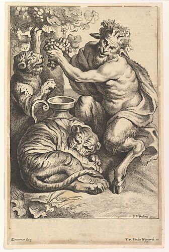Satyr with Grapes and Two Tigers