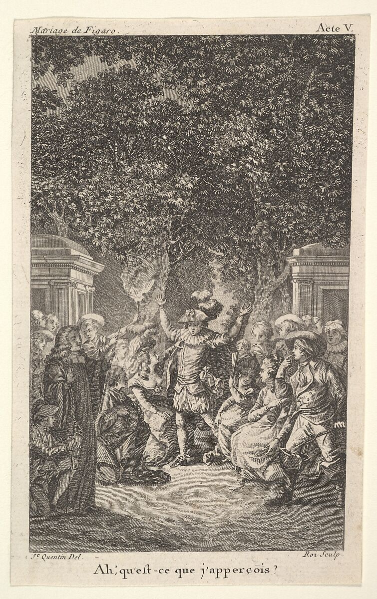 After Jacques Philippe Joseph De Saint Quentin A Young Boy Holds A Torch Under Trees In A Garden At Center A Man Raises Both Arms Surrounded By Male And Female Figures