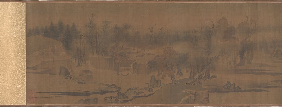 River Village in Autumn Dawn, After Zhao Lingrang (Chinese, active ca. 1070–1100), Handscroll; ink and color on silk, China