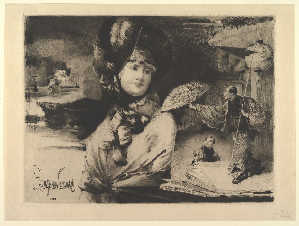 Japonisme, Henri Somm (French, Rouen 1844–1907 Paris), Drypoint 