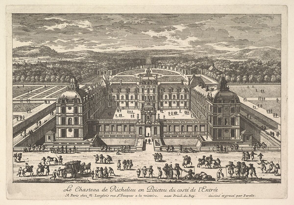 Le Château de Richelieu en Poictou du Côté de l'Entrée, Adam Perelle (French, Paris 1640–1695 Paris), Etching 