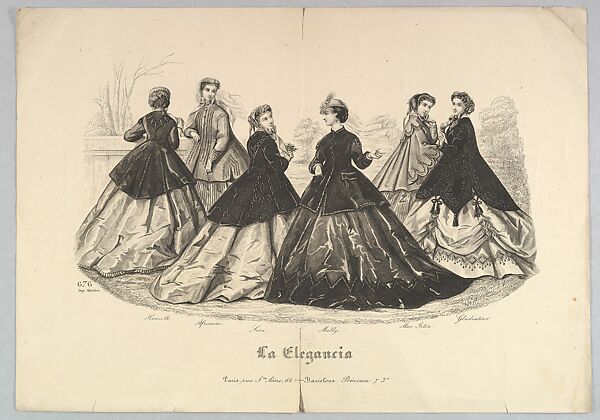 Six Women Outdoors, No. 676, from La Elegancia