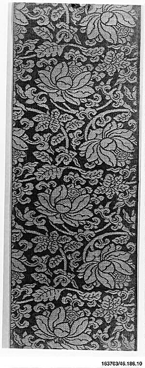 Sutra Cover with Lotus Scroll, Plain-weave silk with supplementary weft patterning, China 
